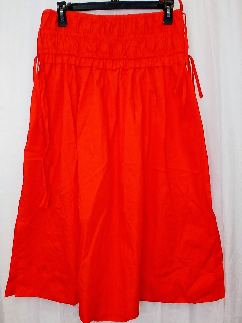 Women’s Red Maxi Skirt with Smocked Waist
